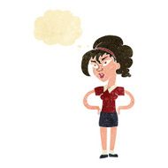cartoon woman with hands on hips thought bubble N40