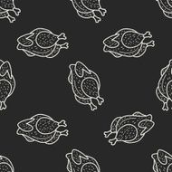 Roast chicken doodle drawing seamless pattern background