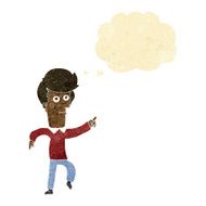 cartoon man pointing with thought bubble N21