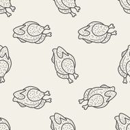 Roast chicken doodle drawing seamless pattern background N2