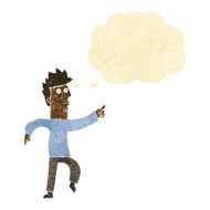 cartoon worried man pointing with thought bubble N5