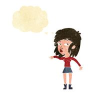 cartoon woman playing it cool with thought bubble N2