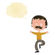 cartoon dancing man with mustache thought bubble N2