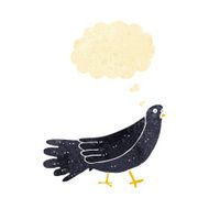 cartoon bird with thought bubble N28