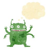 cartoon alien monster with thought bubble N2