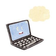 cartoon laptop computer with thought bubble N2