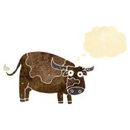 cartoon cow with thought bubble N6