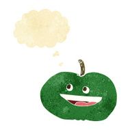 cartoon happy apple with thought bubble N2