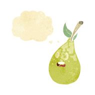cartoon pear with thought bubble