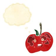 cartoon apple with thought bubble N6