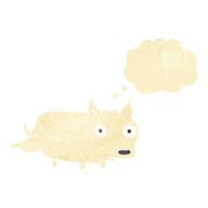 cartoon little dog cocking leg with thought bubble