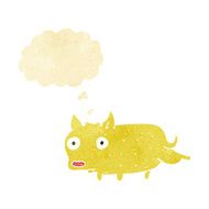 cartoon little dog cocking leg with thought bubble N2