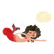 cartoon mermaid with thought bubble N8