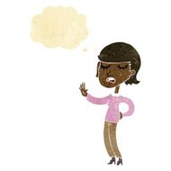 cartoon woman ignoring with thought bubble N3