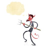 cartoon devil with pitchfork thought bubble N4