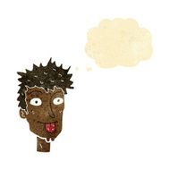 cartoon man sticking out tongue with thought bubble N5