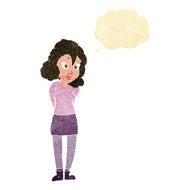 cartoon confused woman with thought bubble N14