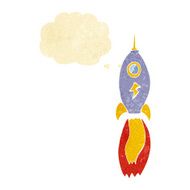 cartoon rocket with thought bubble