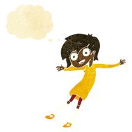 cartoon crazy excited girl with thought bubble