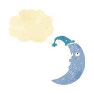 sleepy moon cartoon with thought bubble