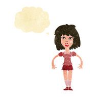 cartoon girl fight with thought bubble N2