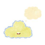 cartoon cloud symbol with thought bubble