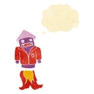 cartoon firework in business suit with thought bubble