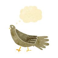 cartoon bird with thought bubble N29