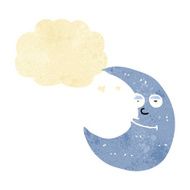 happy cartoon moon with thought bubble