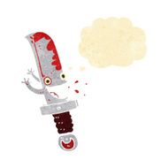 crazy knife cartoon character with thought bubble