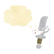 crazy knife cartoon character with thought bubble N2