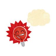 happy flashing red light bulb cartoon with thought bubble N2