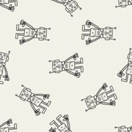 robot doodle seamless pattern background N13