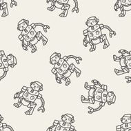 robot doodle seamless pattern background N16