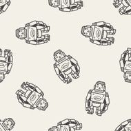 robot doodle seamless pattern background N19