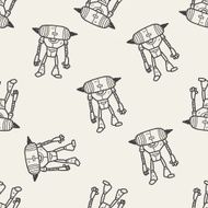 robot doodle seamless pattern background N22