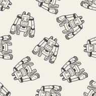 robot doodle seamless pattern background N23