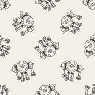 robot doodle seamless pattern background N30