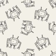 robot doodle seamless pattern background N36