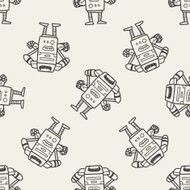 robot doodle seamless pattern background N38