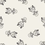 robot doodle seamless pattern background N56