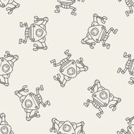 robot doodle seamless pattern background N64