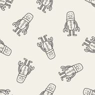 robot doodle seamless pattern background N98