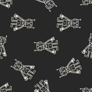 robot doodle seamless pattern background N110