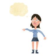 cartoon woman making hand gesture with thought bubble N2
