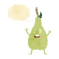 cartoon frightened pear with thought bubble