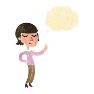 cartoon woman ignoring with thought bubble N4