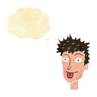 cartoon man sticking out tongue with thought bubble N6