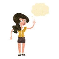 cartoon pretty woman with idea thought bubble N12