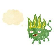 cartoon little demon with thought bubble N3